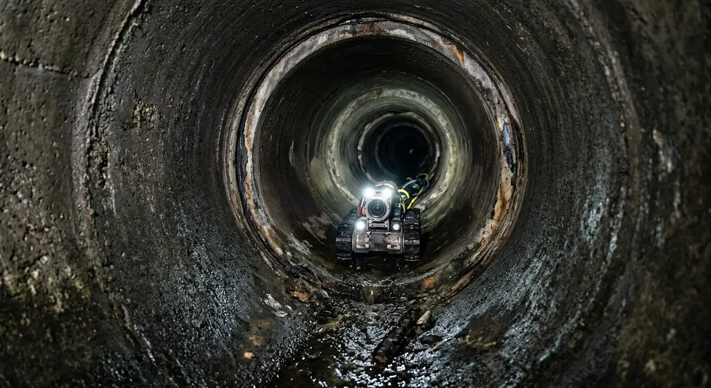 Robotic sewer camera inspecting pipe interior for Drain Snake Service in Oxford